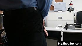 burglar fucks caught teen thief hard over shop counter for freedom