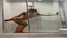 naked roxy showers moaning masturbates with toys solo.