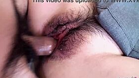 tiny japanese uniform girl takes first hairy pussy creampie