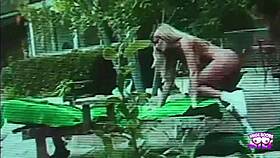 Inexperienced Blonde Roughly Fucked Poolside By Tattooed Stud Doggy