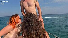 Intense Four-Way Group Orgy on Rough Sea Boat