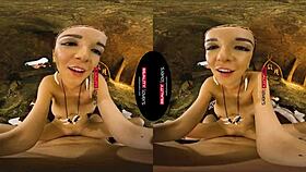 black babe rides cock cowgirl in outdoor cave reality!