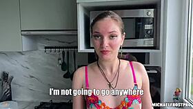 Skinny Brunette Slut Cheats with Friend's Monster Cock Ride