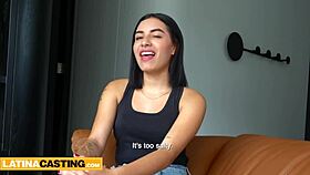 Feel this amateur Latina teen's pussy stretch around a massive white cock!