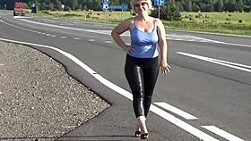 big ass stretching leather leggings tight