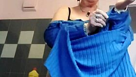 granny rams cucumber deep into hairy pussy