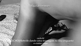 hotwife milf massages monster cock for cuckold while fingering wet