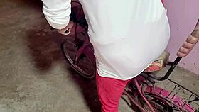 village girl rides bike caught by friends