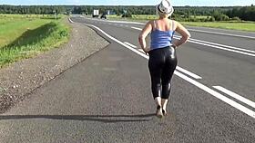 big ass stretching leather leggings tight