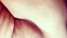 Slipping huge cock into her wet bath pussy using that thick sponge gourd deep