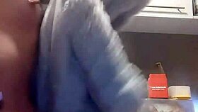 Young redhead slut fucks herself hard with dildo on kitchen counter screaming ecstasy!