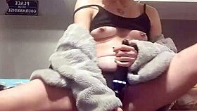 Young redhead slut fucks herself hard with dildo on kitchen counter screaming ecstasy!