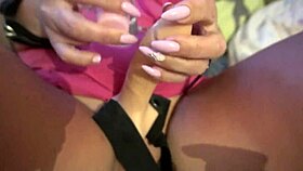 Oiled Handcuffed Milf Thrusts Dildo Deep into Wet Pussy