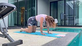 Eighteen 18+ yoga babe bent over big cock fucked hard deepthroat