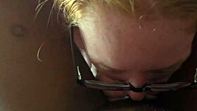 Hot redhead with glasses throats massive bbc hungrily pt1