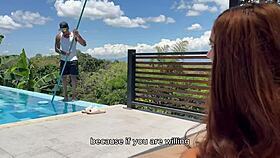 Hey pool tech, mexican milf ready for your black cock interracial poolside pounding?