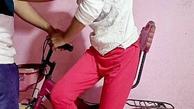 village girl rides bike caught by friends