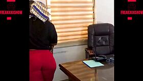 boss pounds curvy ebony teacher's fat ass on desk till she squirts everywhere