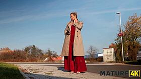 mature chubby milf with big tits seduces nerd on street pickup 😍