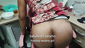 Horny tanned slut sips drink then begs dick in all holes creampie finish