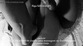 hotwife milf massages monster cock for cuckold while fingering wet