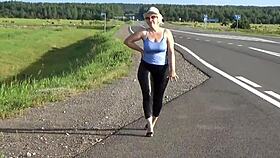 big ass stretching leather leggings tight