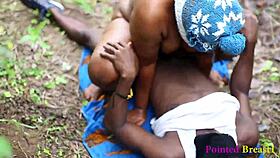 chubby babe bends over takes black cock deep in bush