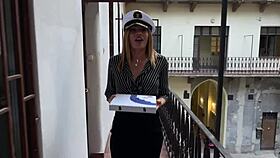 Pizza Delivery MILF Teases Big Cock in Miniskirt Quickie