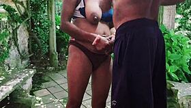 girlfriend fucked hard outdoors by muscular stud