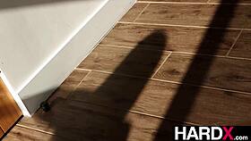 little puck in red lingerie takes hardcore big dick pounding