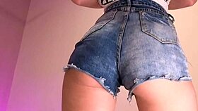 her tight denim shorts reveal too much skin