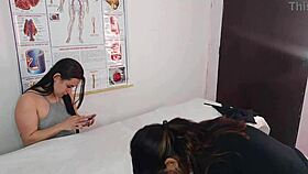 Lesbian couple moans for male gynecologist's huge cock