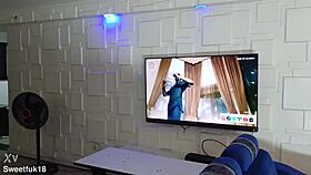 damn this sexy ebony latina in lingerie charges phone but i dive into her shaved pussy outdoors squirting on big black cock