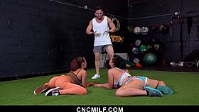 two fitness slaves book private bdsm workout with big tits milf guru