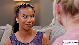 big tits ebony stepmom joins petite lesbians in threesome tribbing