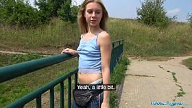 Public Agent Fucks Horny Blonde's Tight Body in Forest