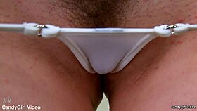 angelique kithos teases with no panties close-up hairy pussy view