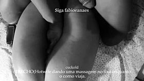 hotwife milf massages monster cock for cuckold while fingering wet