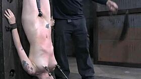 restrained emo slut's pierced nipples yanked hard on brutal sybian machine