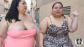 two bbw latina ladies flirt heavy then deliver lucky massive titty finish