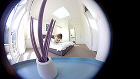 hey, look at this bound hairy beauty masturbating wildly to her big climax