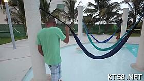 lewd ladyboy bounces wildly on massive cock stretching her tight ass