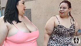 two bbw latina ladies flirt heavy then deliver lucky massive titty finish