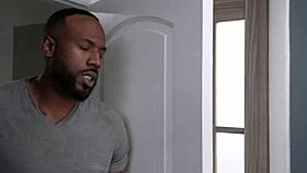 Hot ebony teen seduces older guy in shower 😈🔥