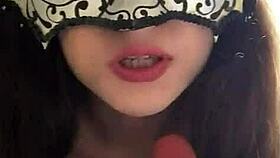 POV Russian skinny teen dirty talks dildo blowjob facesitting anus tongue tease