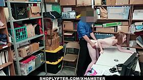 shoplyfter officer pounds ginger shoplifter teen backroom