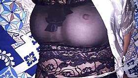 jerking off to this sleeping babe after the party and cumming on her huge tits 💦😈