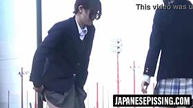 cute japanese babe's hairy pee fetish floods bathroom floor wildly