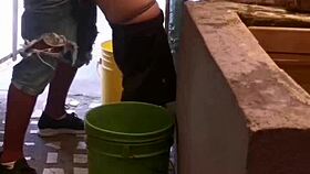 friend fucks my tight ass creampie deep while i wash clothes so dirty...