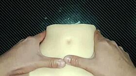 Candy's Huge Ass Takes Double Penetration Creampie on Desk Closeup Gaping